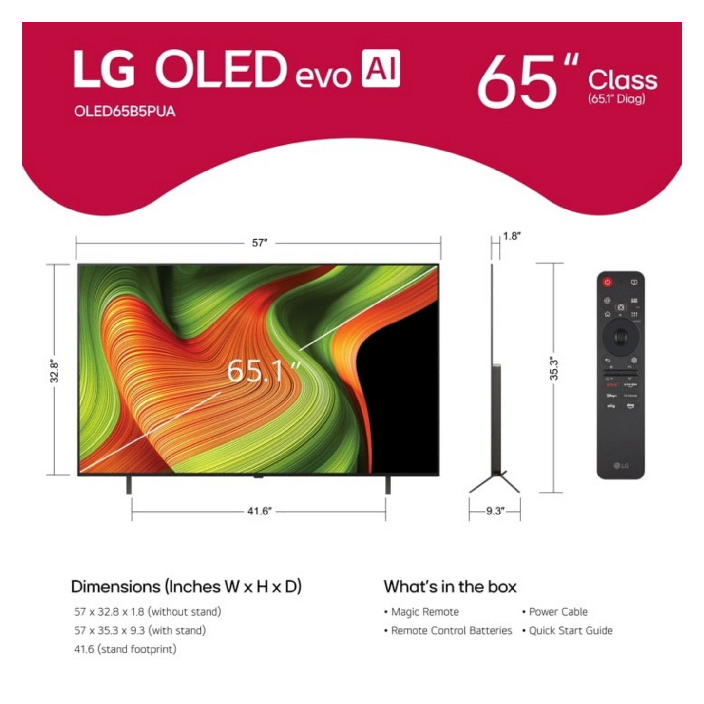 Open box - LG 65" B5 4K UHD HDR OLED Smart TV (OLED65B5PUA) - 2025 LG