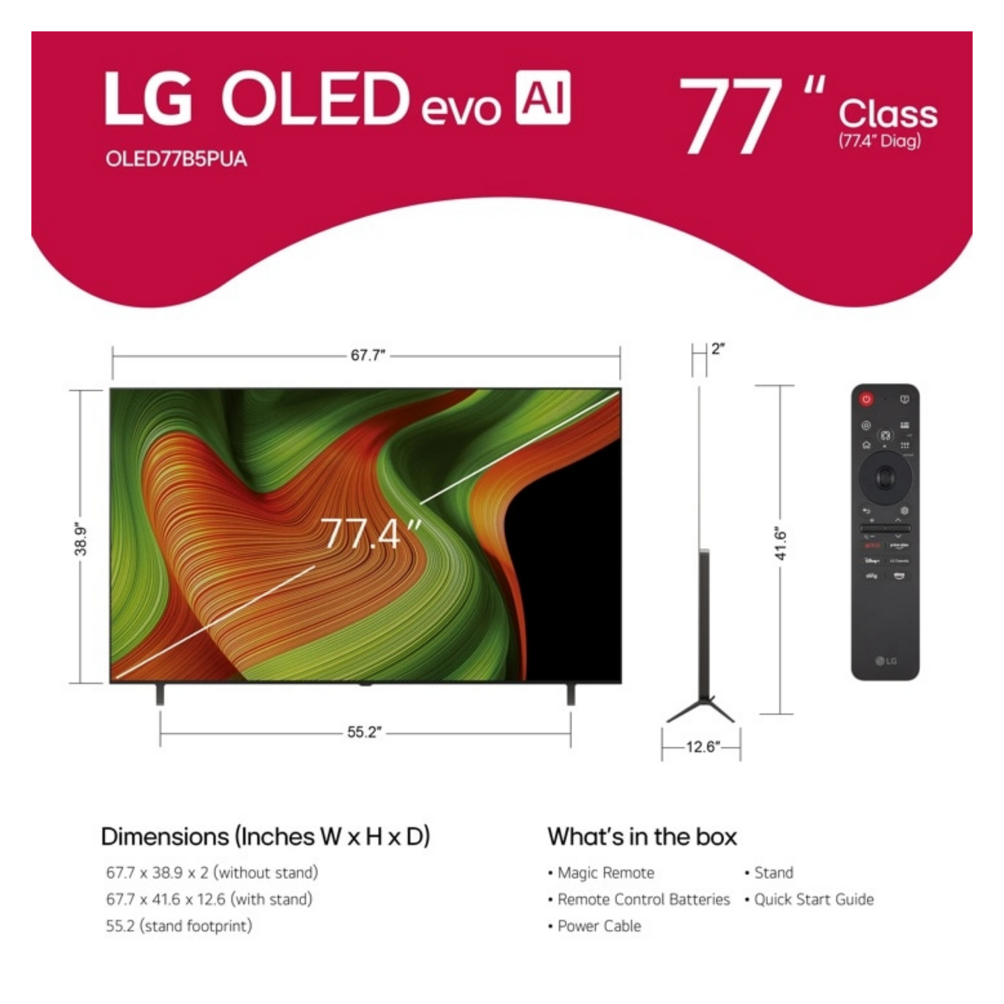 Open box - LG 77" B5 4K UHD HDR OLED Smart TV (OLED77B5PUA) - 2025 LG