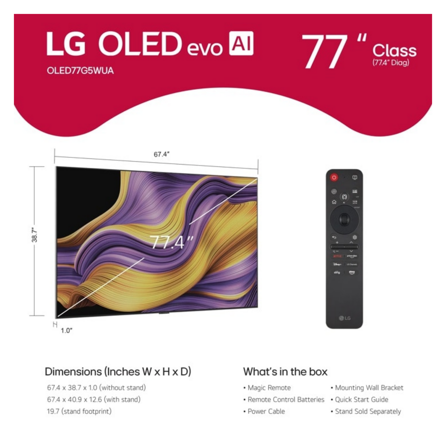 Open box - LG 77" G5 4K UHD HDR OLED Smart TV (OLED77G5WUA) - 2025 LG